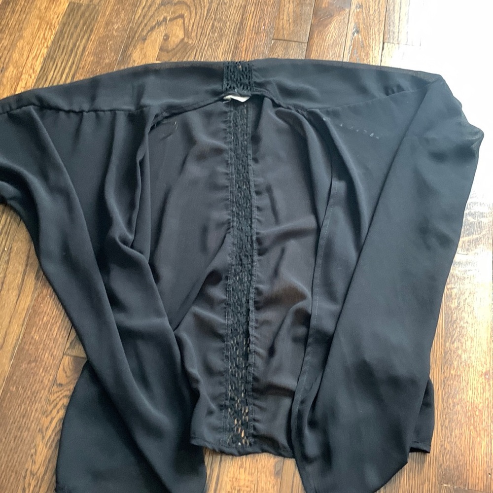 Womens black sheer kimono